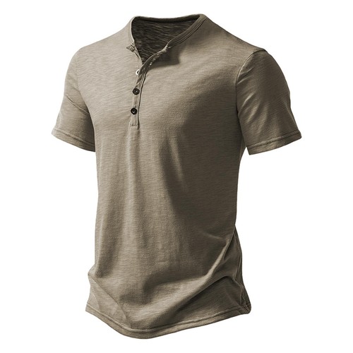 Mens summer solid button - mens, v