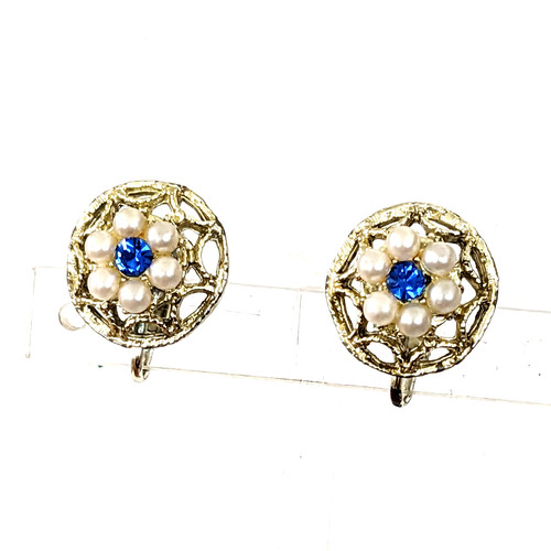 Clip earrings vintage blue - earrings,