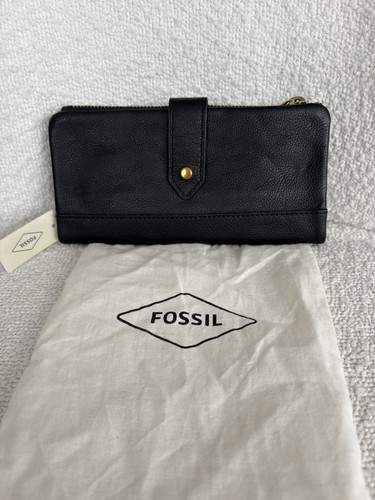 Fossil black leather purse - leather,