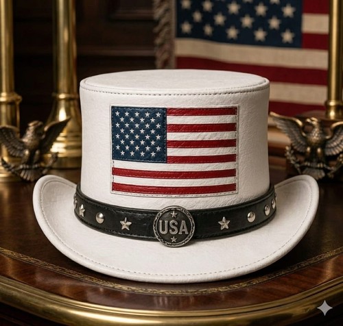 Patriotic white top hat - patriotic,
