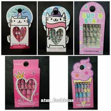 Girls Kids Press On False Nails With Adhesive Beauty 12/24 Pack Primark