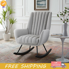 Wing Back Rocking Chair Recliner Armchair Teddy Upholstered Rocker Single Sofa