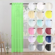 A single panel of high quality Voile Curtain Slot Top solid sheer +tie backs