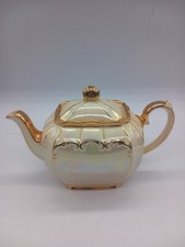 Antique Sadler Cube Teapot Vintage Gold Collectable