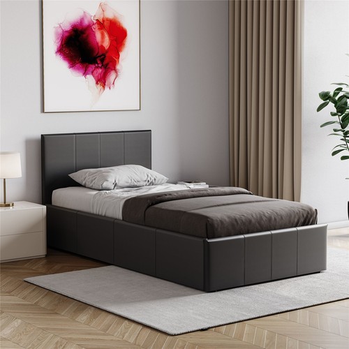 Faux leather bed frame 3ft - faux,