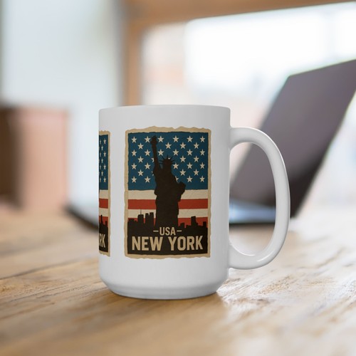 New york stamp ceramic mug - york,