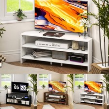 Corner TV Stand with Storage Shelves Wooden Living Room TV Table Corner TV Unit