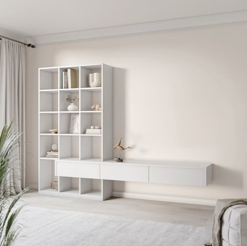 White wood bookcase - white,