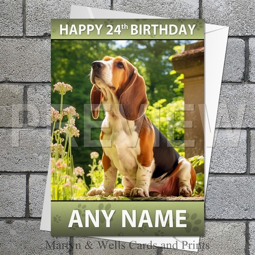 Basset hound birthday card - birthday,