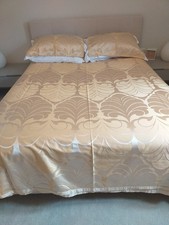 Laura Ashley King size duvet cover set Gold/ochre Fleur Des Lis Jacquard