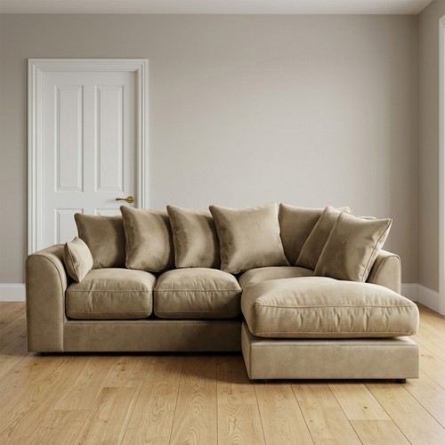 Beige plush velvet seater - plush,