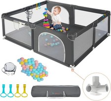 COMOMY Extra Large Baby Playpen 200x180x66cm with Activity Centre Dark Grey