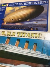 The Titanic & The Hindenberg 1/720 model kits both complete poor boxes