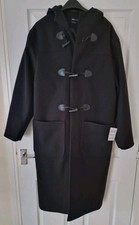 ASOS Mens Black Hooded Duffle Coat With Toggle Closures Size S New Without Tags