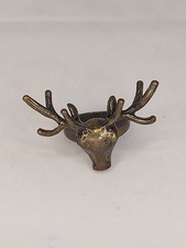 Unusual Gold Tone Costume Jewellery Ring With Deer Head & Antlers