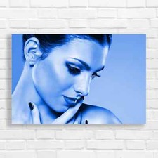 Vibrant Beauty Makeup Fashion Illustration Blue Canvas Print Large Picture Wall 