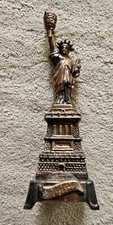 Statue Of Liberty Bronze Plated Souvenir Lamp Base 1940's Thick Spelter Metal