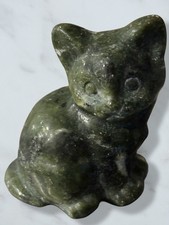 Hand-Carved Green Jade Cat