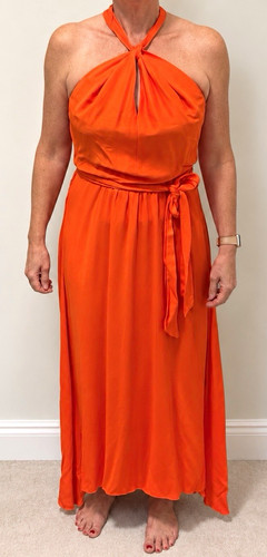 Reiss orange halter neck satin - orange,
