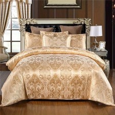 Luxury Duvet Cover Pillow Quilt 3pcs Bedding Set Satin Jacquard Double King Size