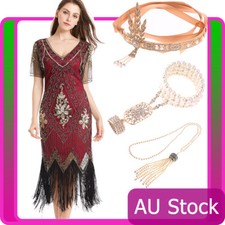 Deluxe Ladies 20s 1920s Roaring Flapper Costume Sequin Gatsby 20's Fancy Dress