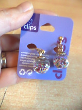 Claire's Accessories GIRLS WOMENS glass glitter bauble CLIP ON EARRINGS xmas b