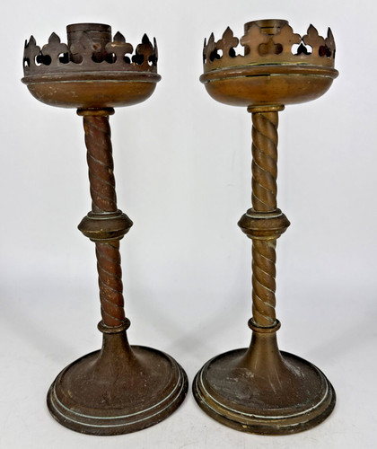 Victorian brass candlesticks - brass,