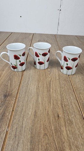 Poppy tea cups mugs red - poppy,