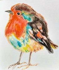Colorful Robin bird art