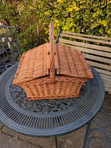 Vintage wicker picnic basket - vintage,