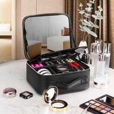 Large Mirror MakeUp Vanity Case Storage Box Organizer Cosmetic Travel Beauty Bag