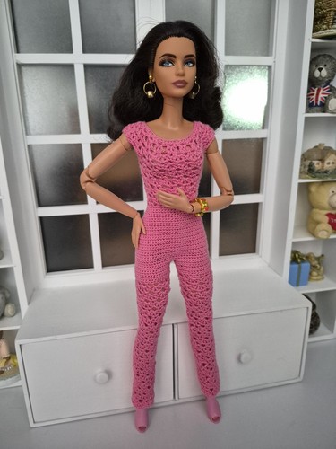 Pink crochet jumpsuit - pink,