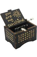 Vintage Wooden Hand Crank Music Box You are my Sunshine, Laser Engraved (Black)