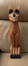 Vintage Hand Carved Wooden Cat