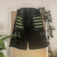 TRIPP NYC Black Neon Green Size XS Shorts Jorts Jeans Y2K Goth Punk 2000s Emo