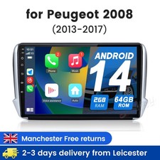 64GAndroid14 For Peugeot 208/2008 2012-2018 CarPlay Car Stereo Radio GPS Sat Nav