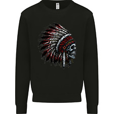 Indian Skull Headdress Biker Motorcycle Mens Sweatshirt Jumper