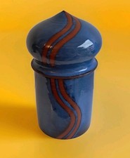 Rare Find Vintage Dimitra Grivellis Studio Pottery 18cm Blue Dome Lidded Jar Pot