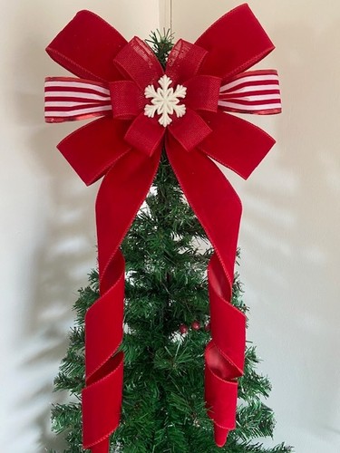 Red white tree topper - red,