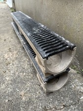 2no Aco drain 47001 ACO RainDrain Channel c/w cast iron B125 Grates 1000mm