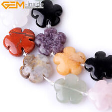 Natural Assorted Flower Shape Gemstone Loose Beads For Jewelry Making 15" 20mm