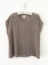 Masai Clothing Co Top Women's Open Knit Beige Cotton Viscose Trim Size XL