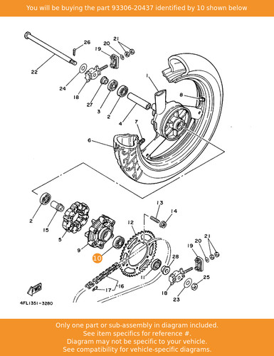 Yamaha bearing 93306 20437 - bearing,, 93306-20437