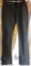 Kate Moss Topshop Black White Pinstripe Stretch Skinny Jeans Trousers UK 10 38 6
