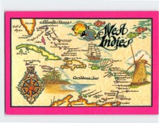 Postcard West Indies Map