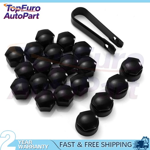 16x 17mm black gloss alloy - black,