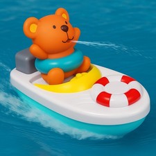 Baby Bath Toy Wind Up Floating Water Boat & Bear Pool Bathtub Bathtime Fun Toy