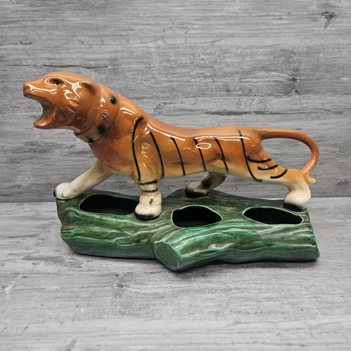 1950s glazed ceramic tiger - 1950s,