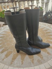 JANE SHILTON BLACK LEATHER zip Up  MID CALF BOOTS SIZE 5 EU 38