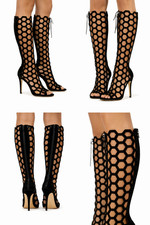 Black Knee High Cut Out Heels